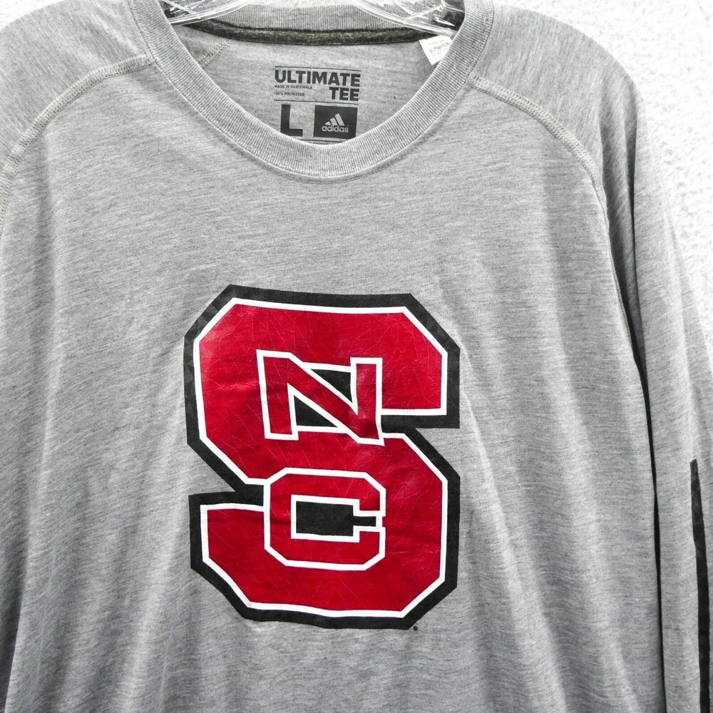 NC State Wolfpack Shirt Mens‎ Large Gray Long Sleeve Adidas College NCAA Tee New